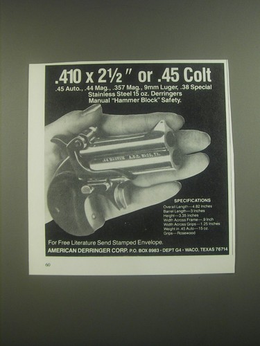 1985 american derringer gun - american,